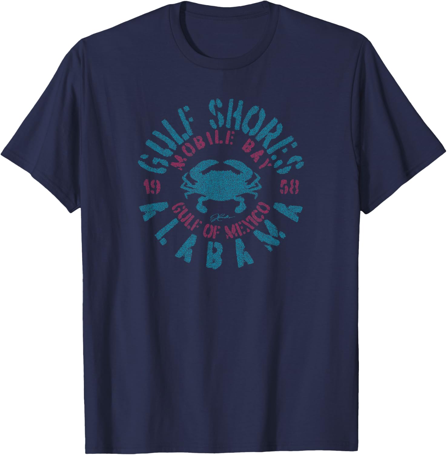 JCombs: Gulf Shores, AL, with Blue Crab T-Shirt - T-Shirt | Navy