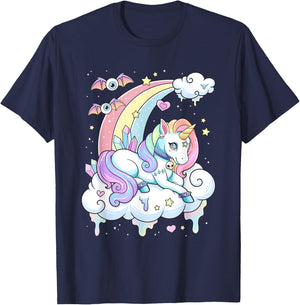 Kawaii Pastel Goth Cute Scary Rainbow Unicorn T-Shirt - T-Shirt | Navy