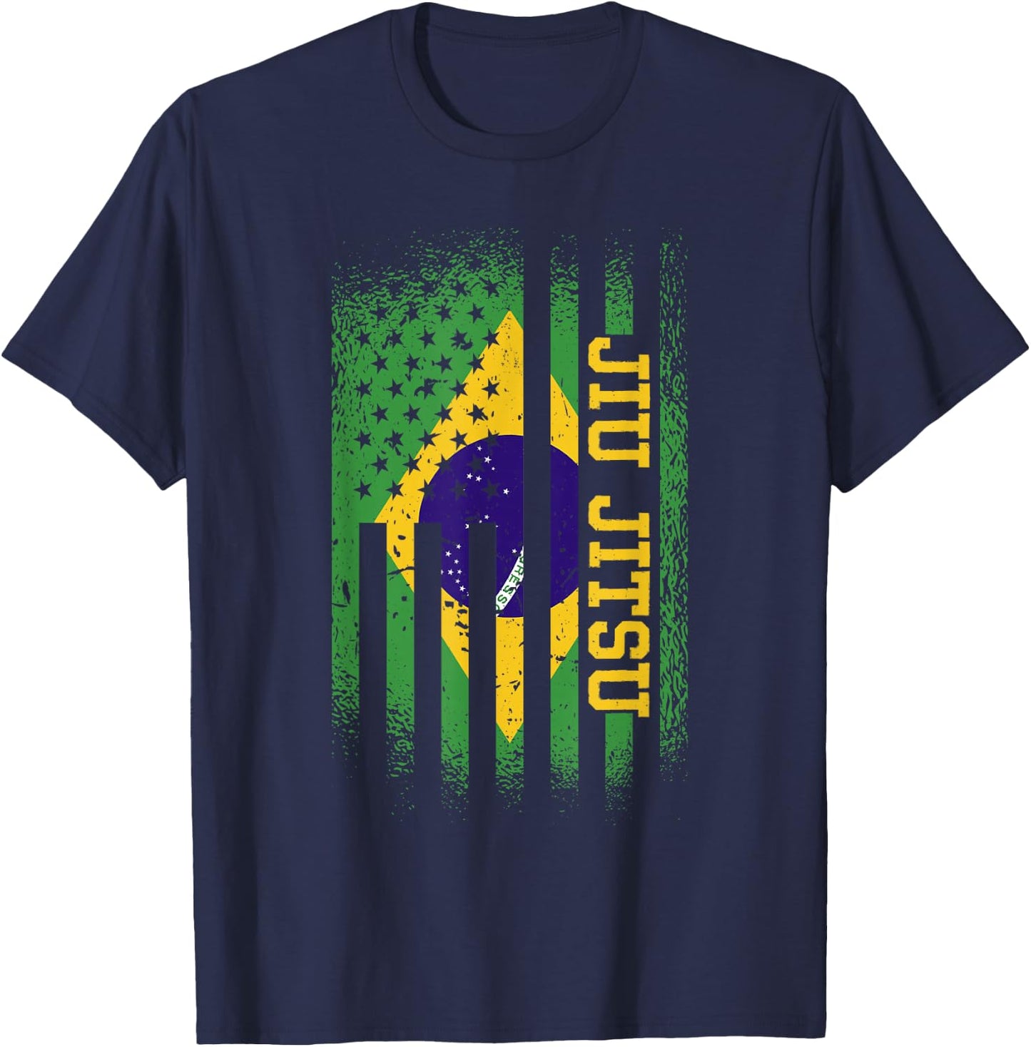 Jiu Jitsu Brasilian And American Flag, Brazilian Jujitsu T-Shirt - T-Shirt | Navy