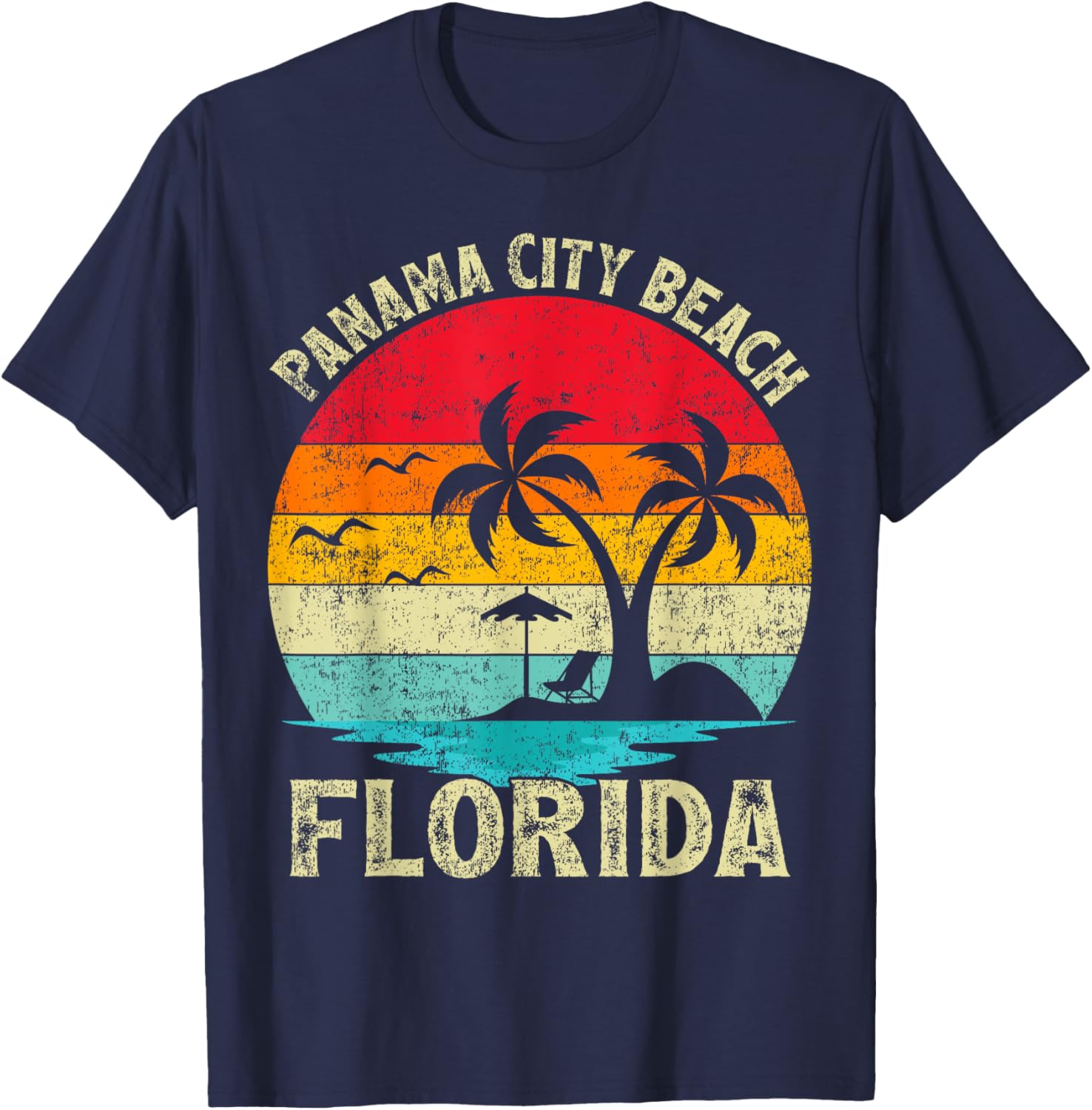 Family Vacation Vintage Retro Florida Panama City Beach Men Women Girls Kids T-Shirt - T-Shirt | Navy