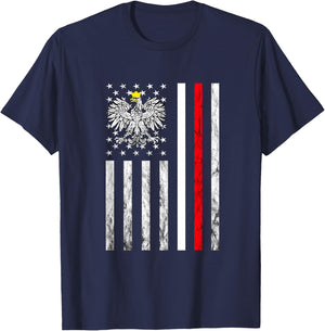 Polish Eagle Poland American USA Poland Flag Polish Roots T-Shirt - T-Shirt | Navy