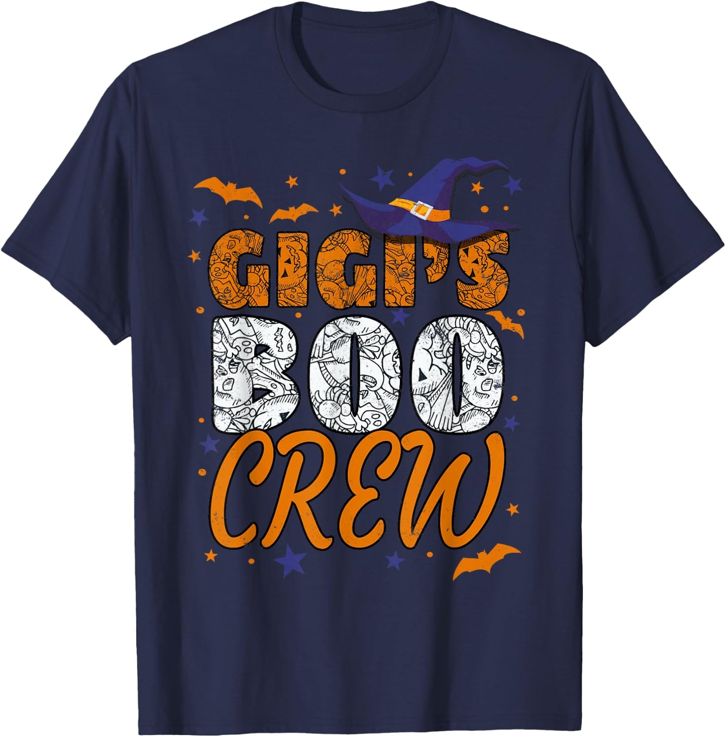 Grandma Gigi's Boo Crew Cute Grandkids Matching Halloween T-Shirt - T-Shirt | Navy