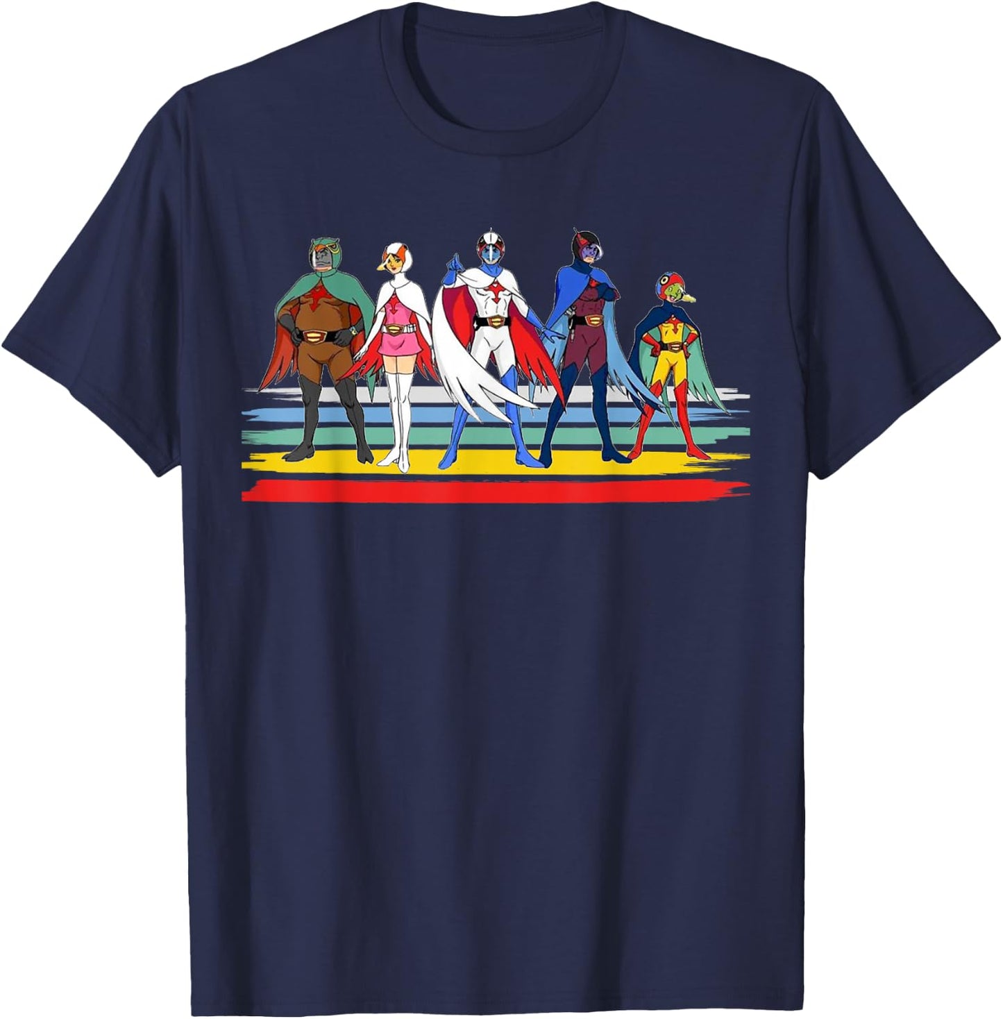 Battle of The Planets Vintage Style Brush Stripe T-Shirt - T-Shirt | Navy