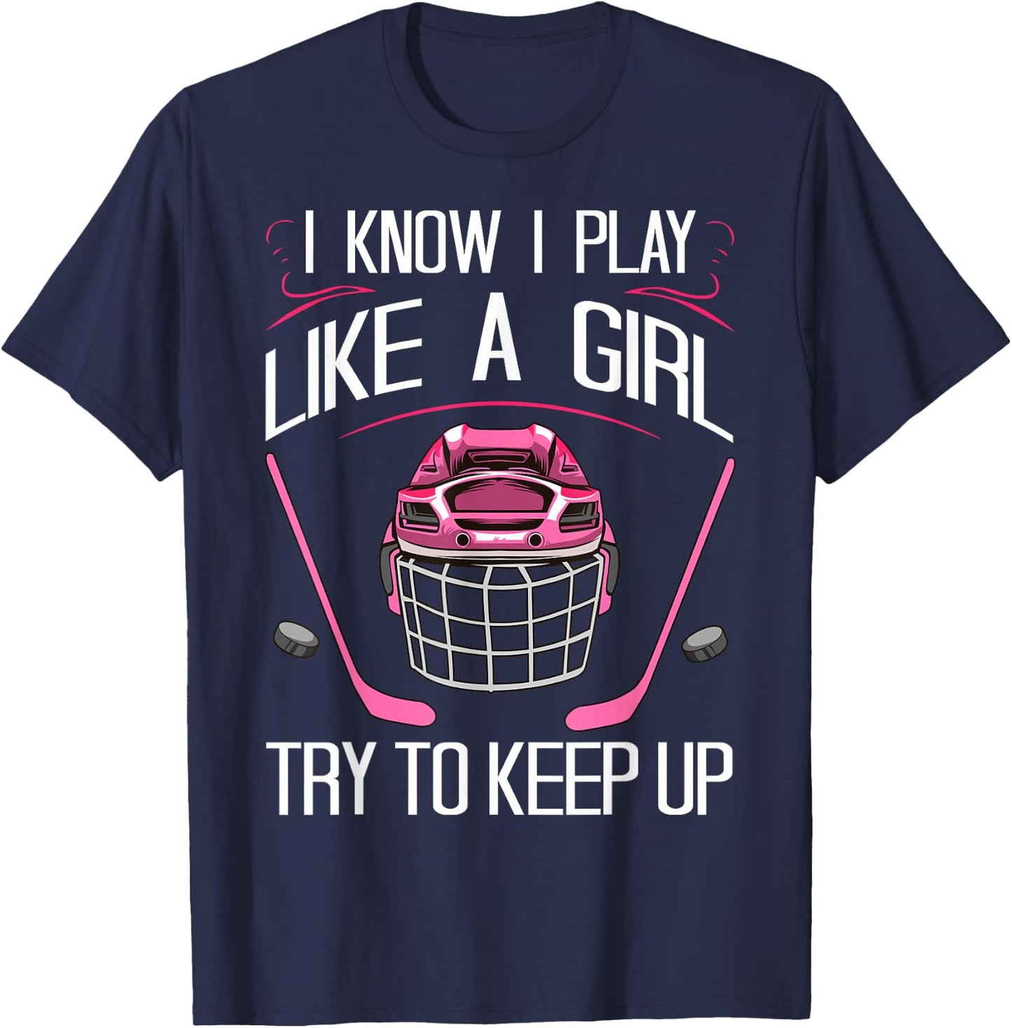 Funny Girls Hockey Designs Field Hockey Novelty T-Shirt - T-Shirt | Navy