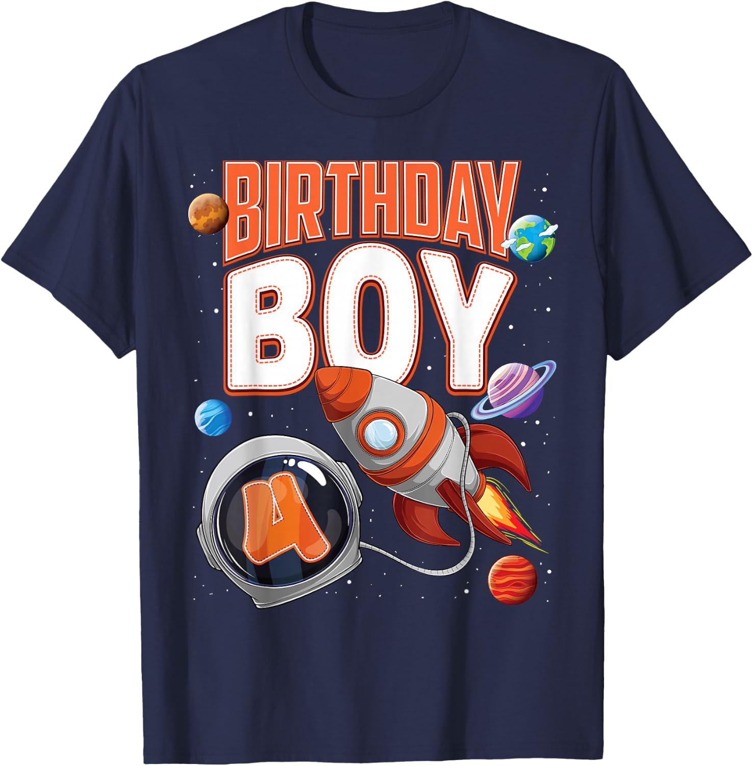 4 Year Old Spaceship Boy 4th Birthday Space Shuttle Rocket T-Shirt - T-Shirt | Navy