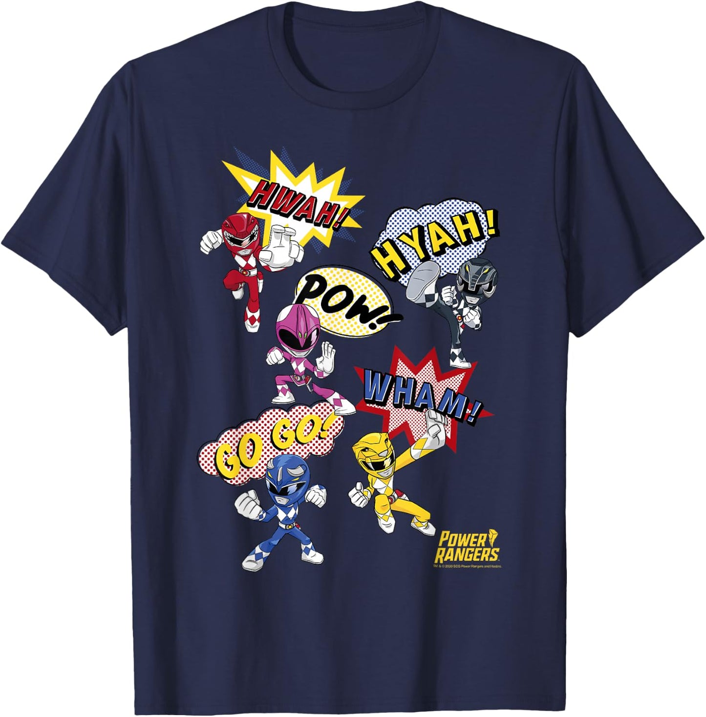 Power Rangers Mini Comic Style Action Shot Icons T-Shirt - T-Shirt | Navy