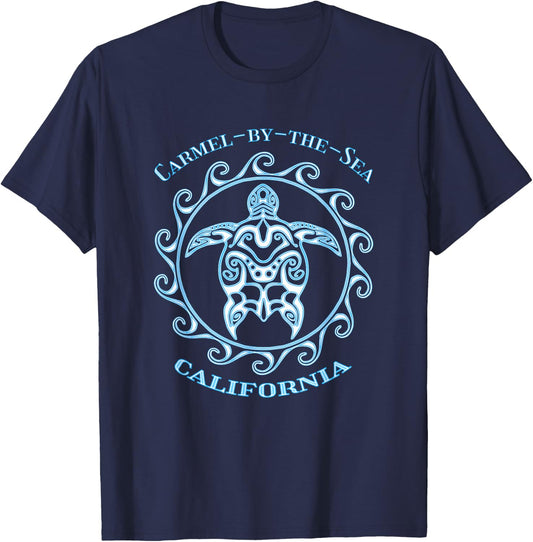 Carmel-by-the-Sea California Tribal Sea Turtle Summer T-Shirt - T-Shirt | Navy