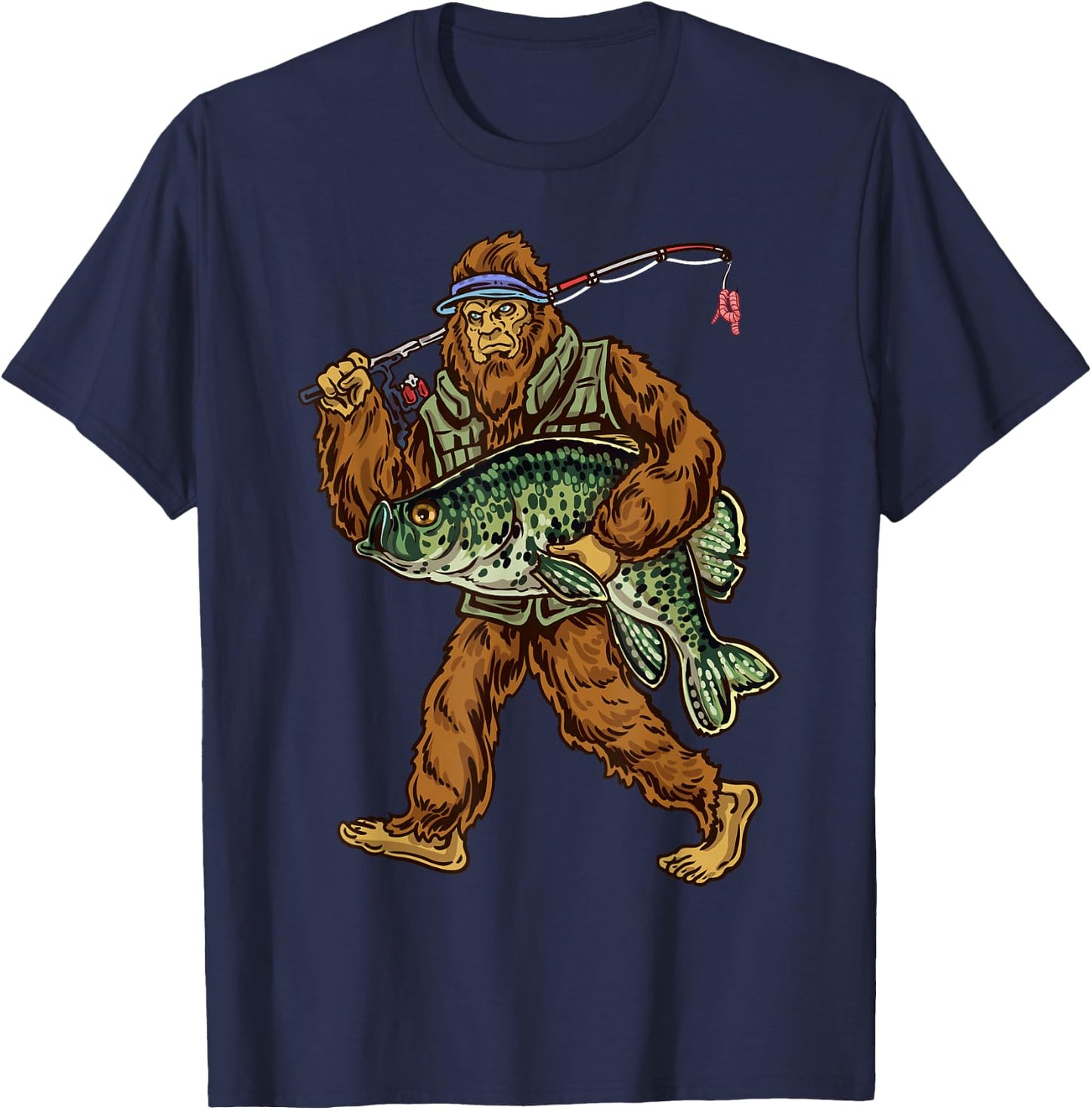 Crappie Fishing Bigfoot Panfishing Fishermen T-Shirt - T-Shirt | Navy
