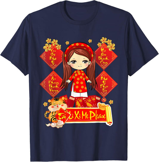 Chuc Mung Nam Moi 2026 Girl Vietnamese Lunar New Year 2026 T-Shirt - T-Shirt | Navy