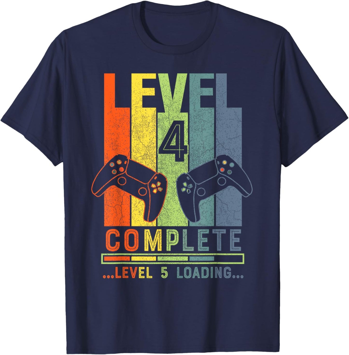 Level 4 Complete Gamer Gift 4 Years Wedding Anniversary T-Shirt - T-Shirt | Navy