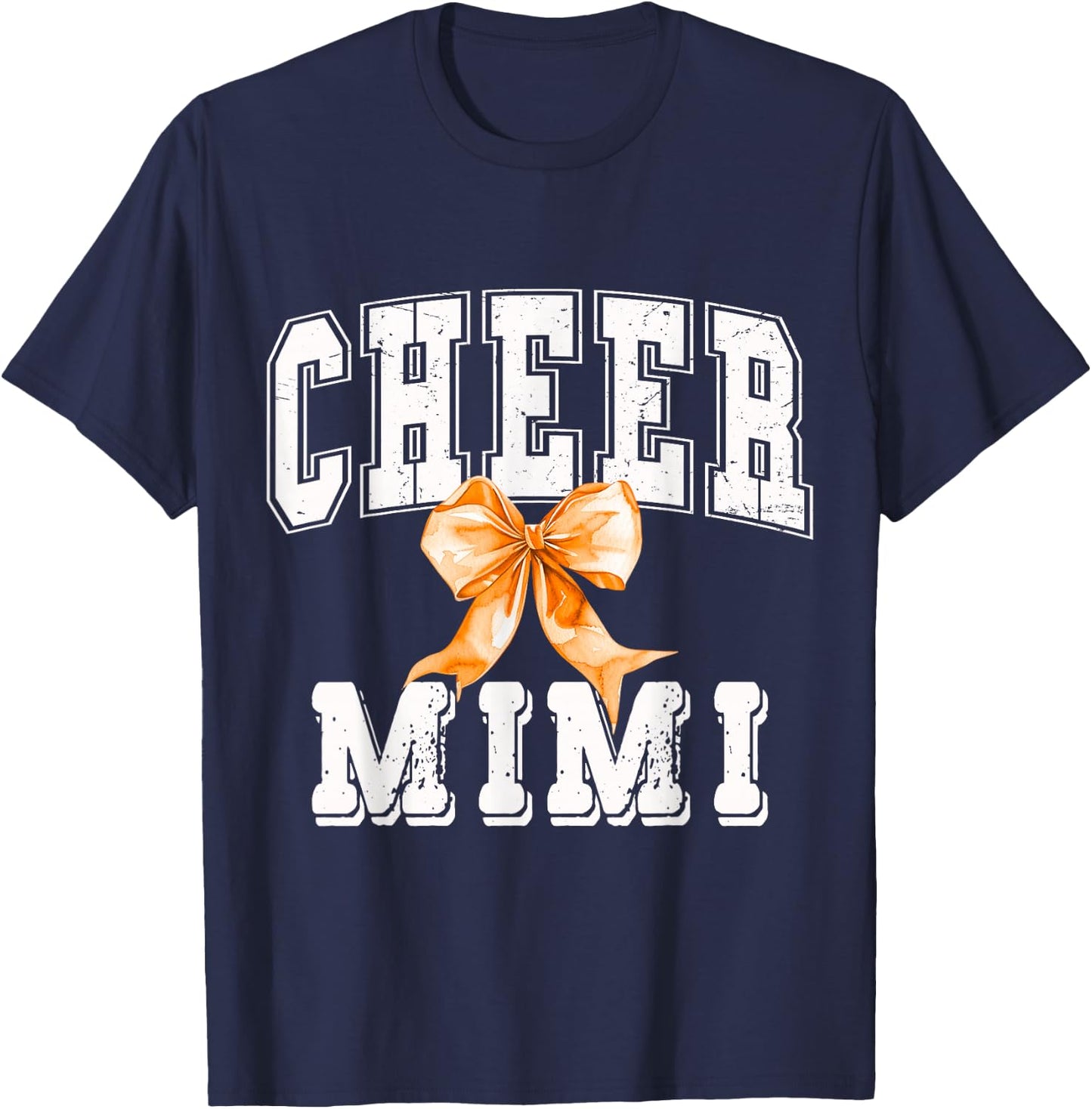 Cheer MIMI Coquette Orange Bow Cheerleader T-Shirt - T-Shirt | Navy