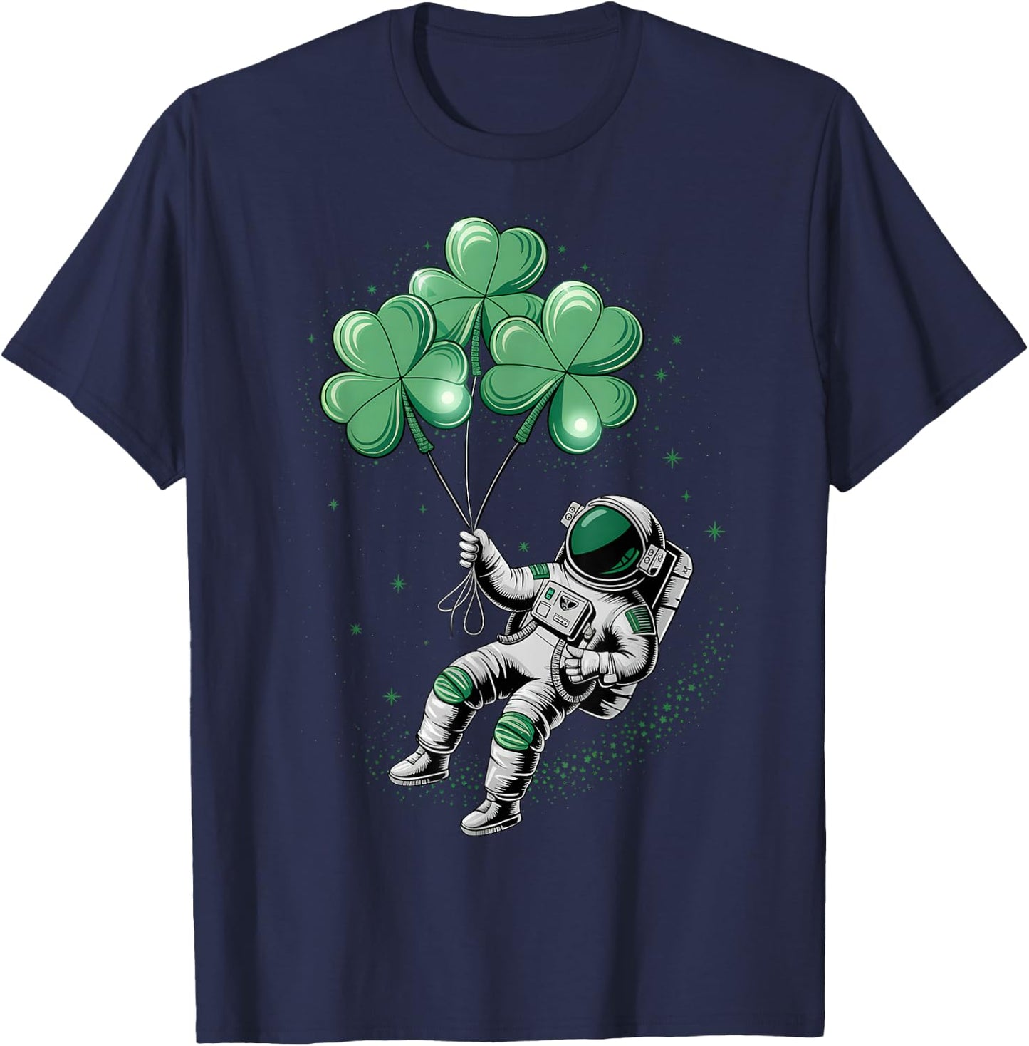 St Patricks Day Boys Toddler Kids Astronaut Shamrock Lucky T-Shirt - T-Shirt | Navy