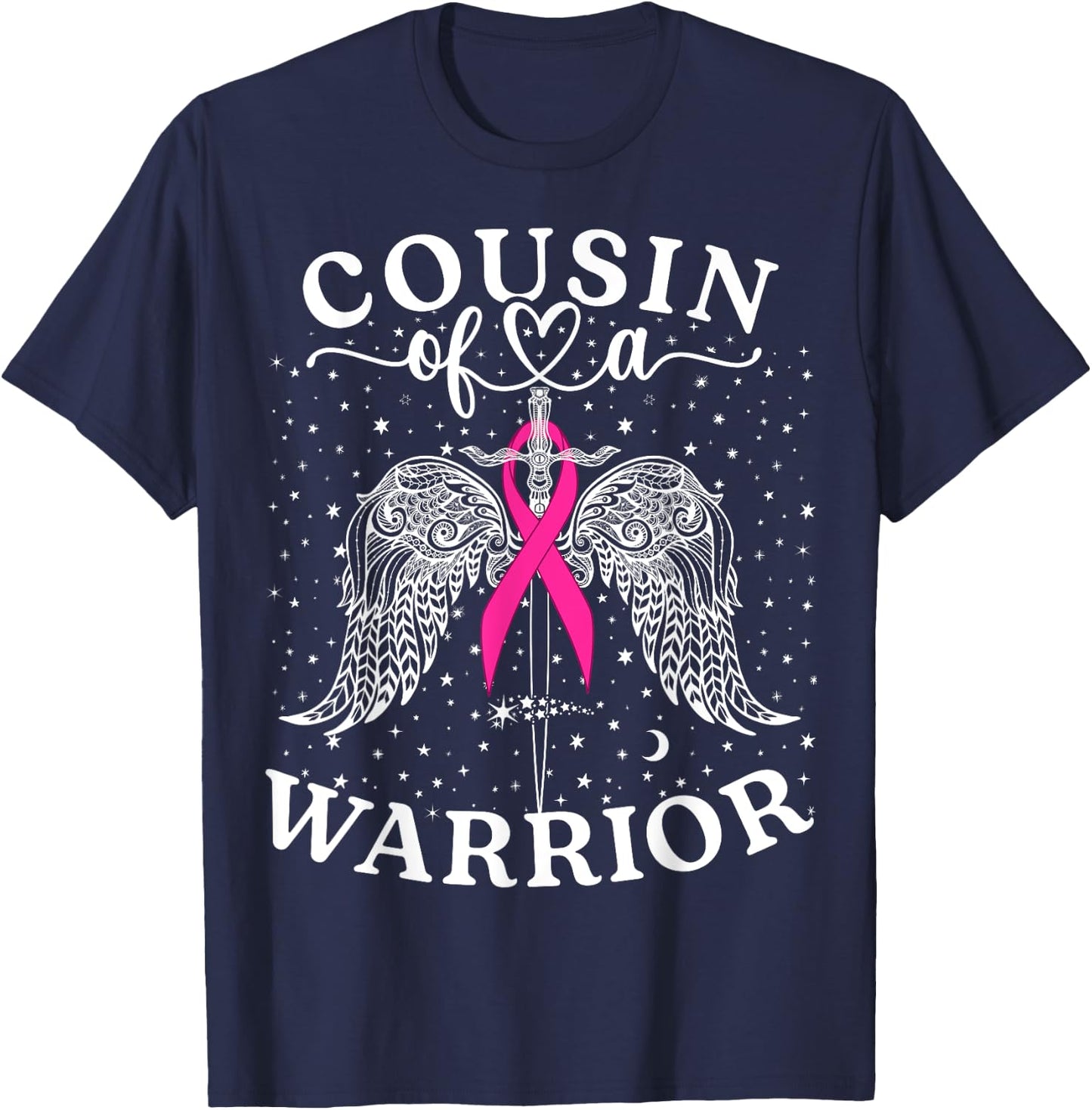 Cousin Of A Warrior Breast Cancer Awareness Support Squad T-Shirt - T-Shirt | Navy