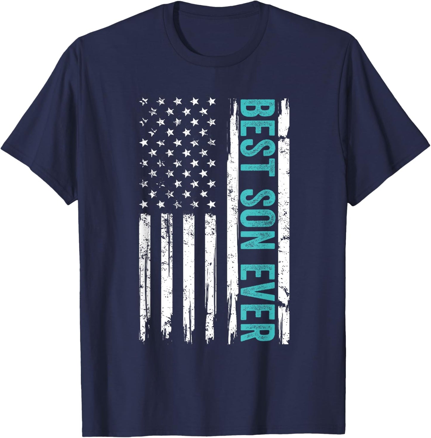 Best Son Ever Us American Flag Fathers Day From Mom Dad T-Shirt - T-Shirt | Navy
