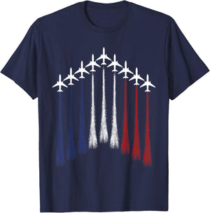 USA Flag Aviation Airplane Pilot Patriotic Flying T-Shirt - T-Shirt | Navy