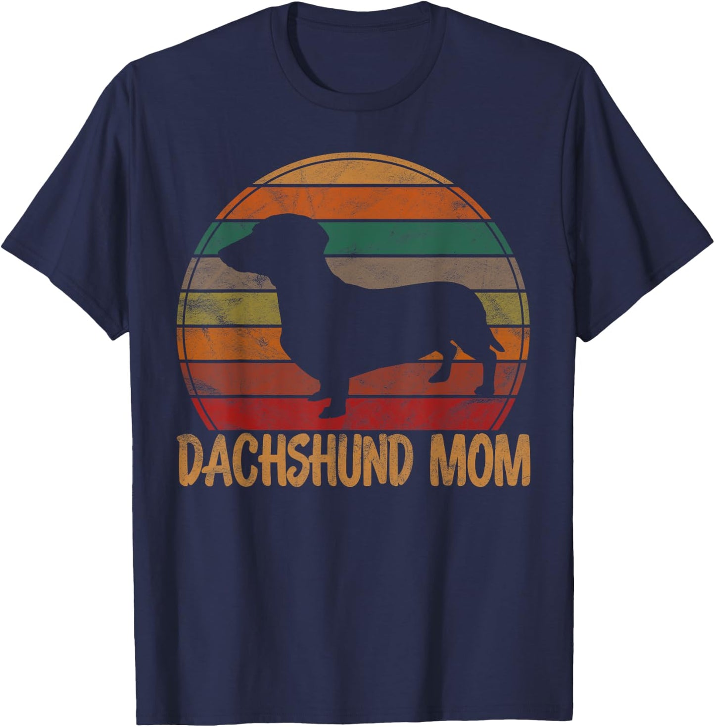 Retro Dachshund Mom Gift Doxie Dog Owner Mother Pet Mama Women Girls Kids T-Shirt - T-Shirt | Navy