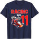 11th Bday Boy Racing Into 11 Year Old Go Kart Themed Party T-Shirt - T-Shirt | Navy