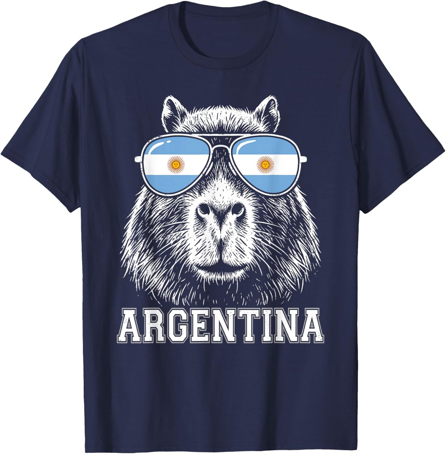 Argentinian Capybara Argentina Flag Sunglasses Argentine T-Shirt - T-Shirt | Navy