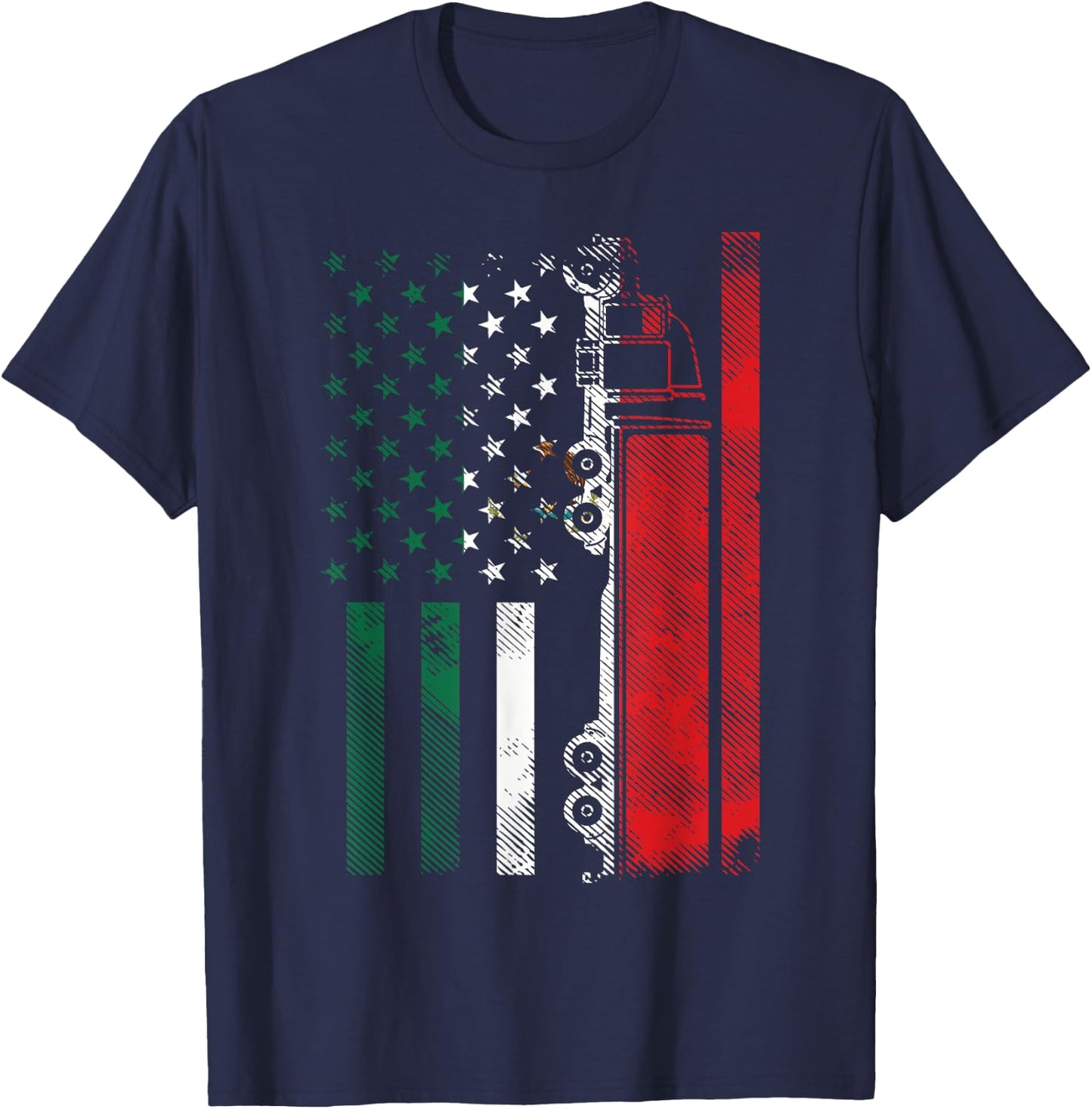 American Mexican Flag Semi Truck Cinco De Mayo Trucker Men T-Shirt - T-Shirt | Navy