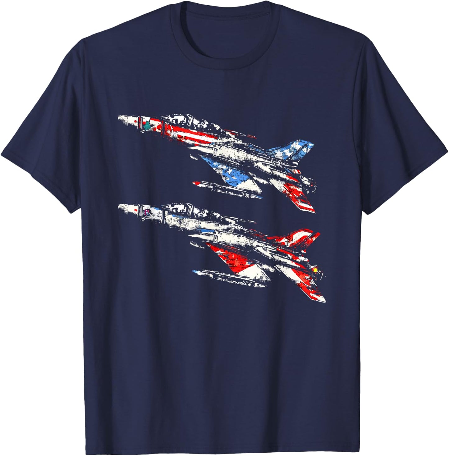 Jet Fighter Pilot American Flag - Patriotic USA 4th July T-Shirt - T-Shirt | Navy