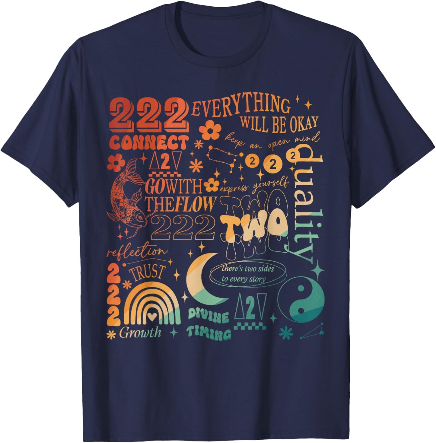 222 Numerology Spiritual Personal Number 222 Angel Number T-Shirt - T-Shirt | Navy