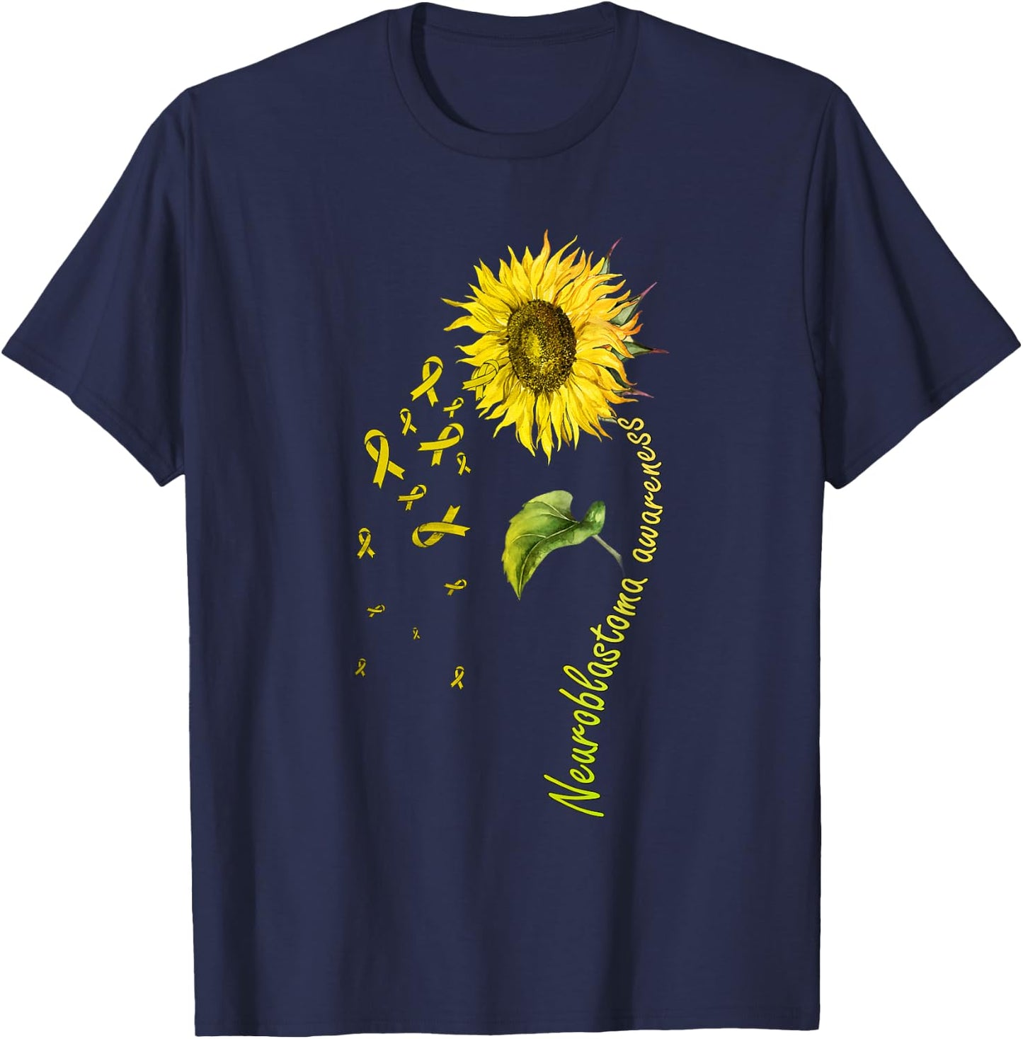 Neuroblastoma Awareness Sunflower T-Shirt - T-Shirt | Navy