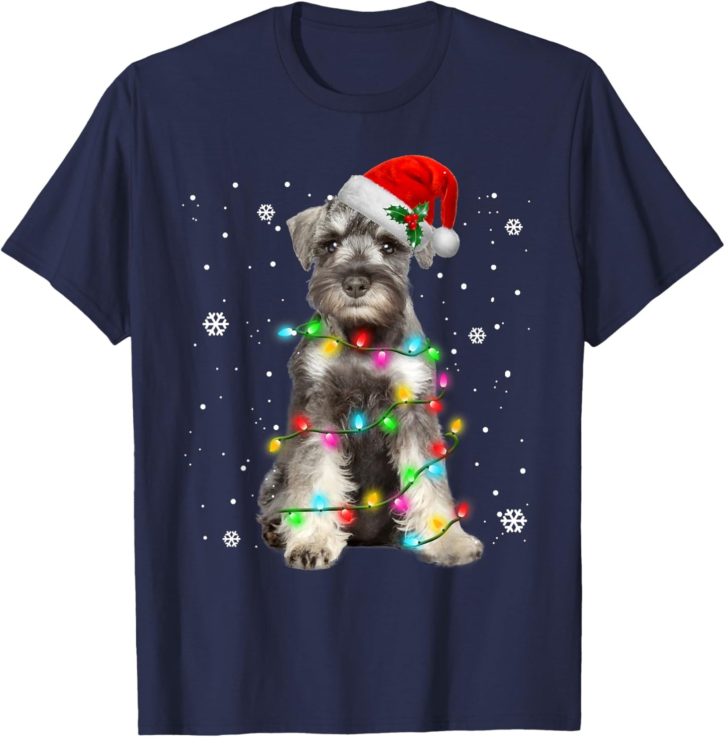 Schnauzer Dogs Tree Christmas Sweater Xmas Pet Animal Dog Men Women Kids T-Shirt - T-Shirt | Navy