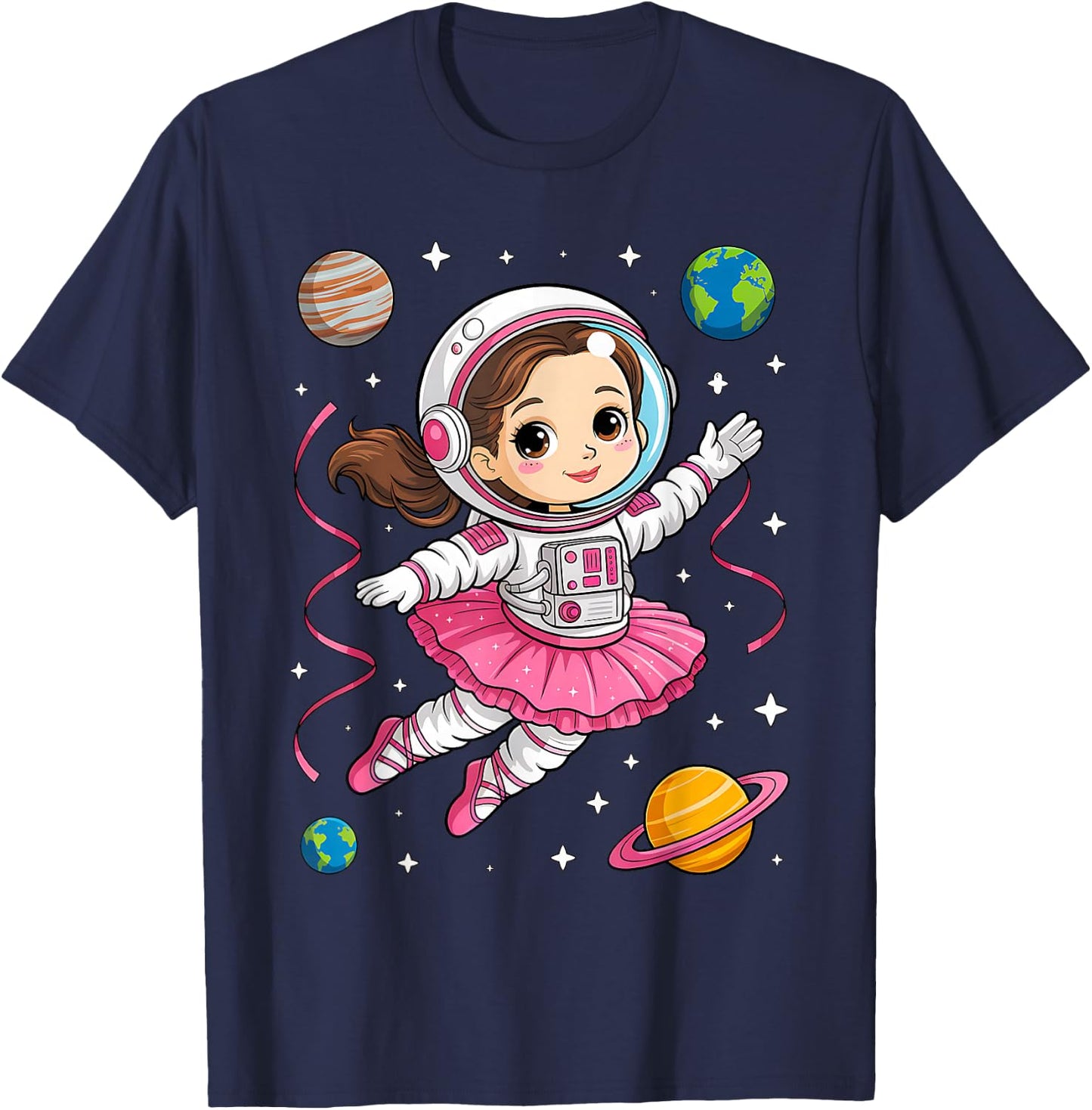 Ballerina Girl Space Astronaut T-Shirt - T-Shirt | Navy