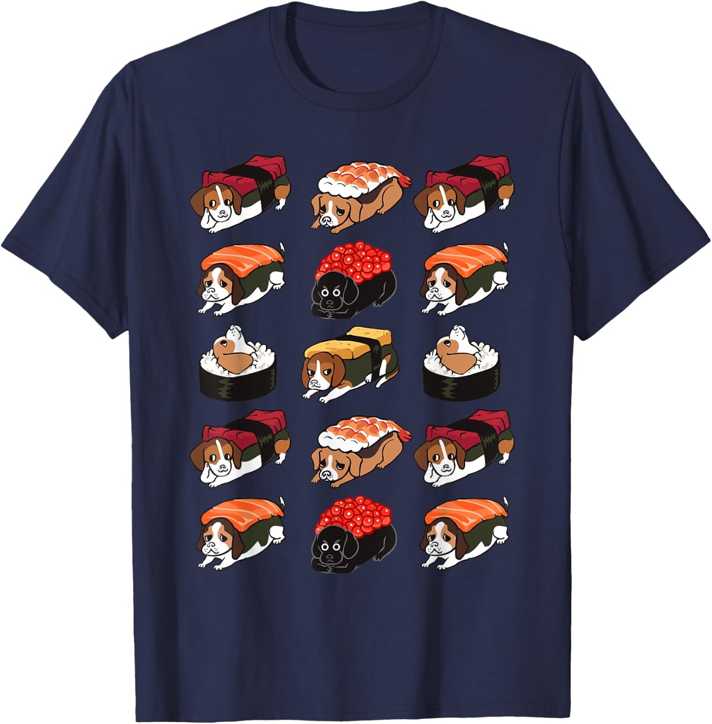 Sushi Beagle Funny T-Shirt - T-Shirt | Navy