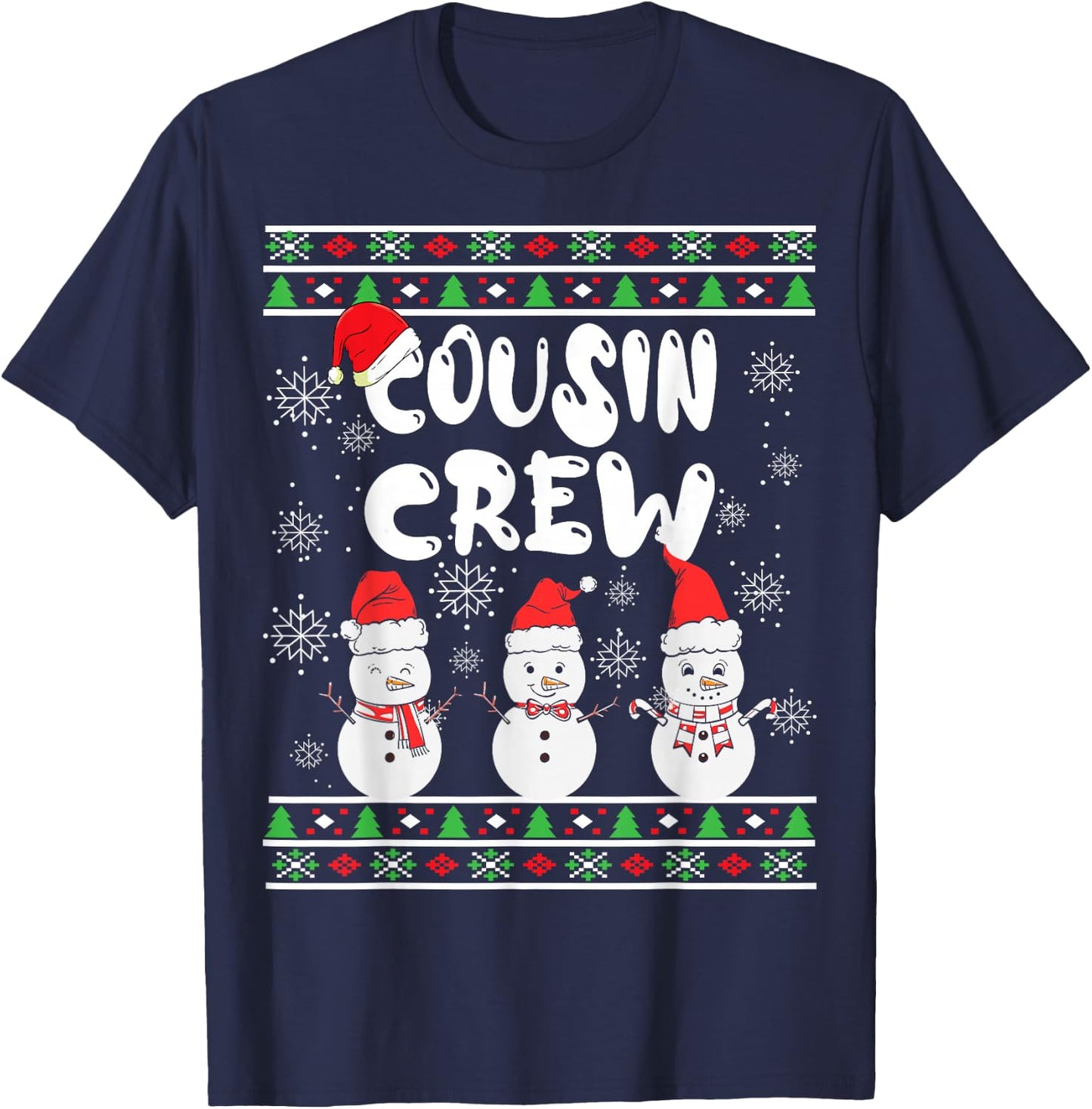 Cousin Crew Christmas Pajamas Snowmen Merry Xmas Family Boys T-Shirt - T-Shirt | Navy