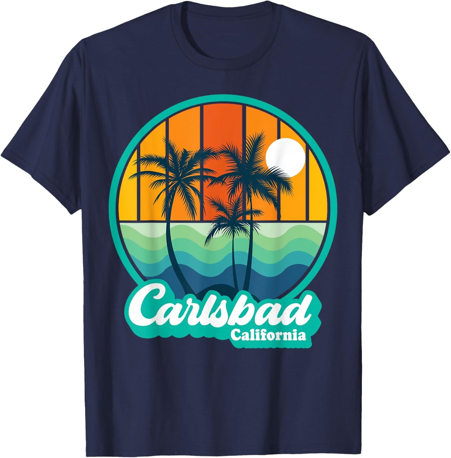 Vintage Carlsbad California Summer Vacation Beach Souvenirs T-Shirt - T-Shirt | Navy