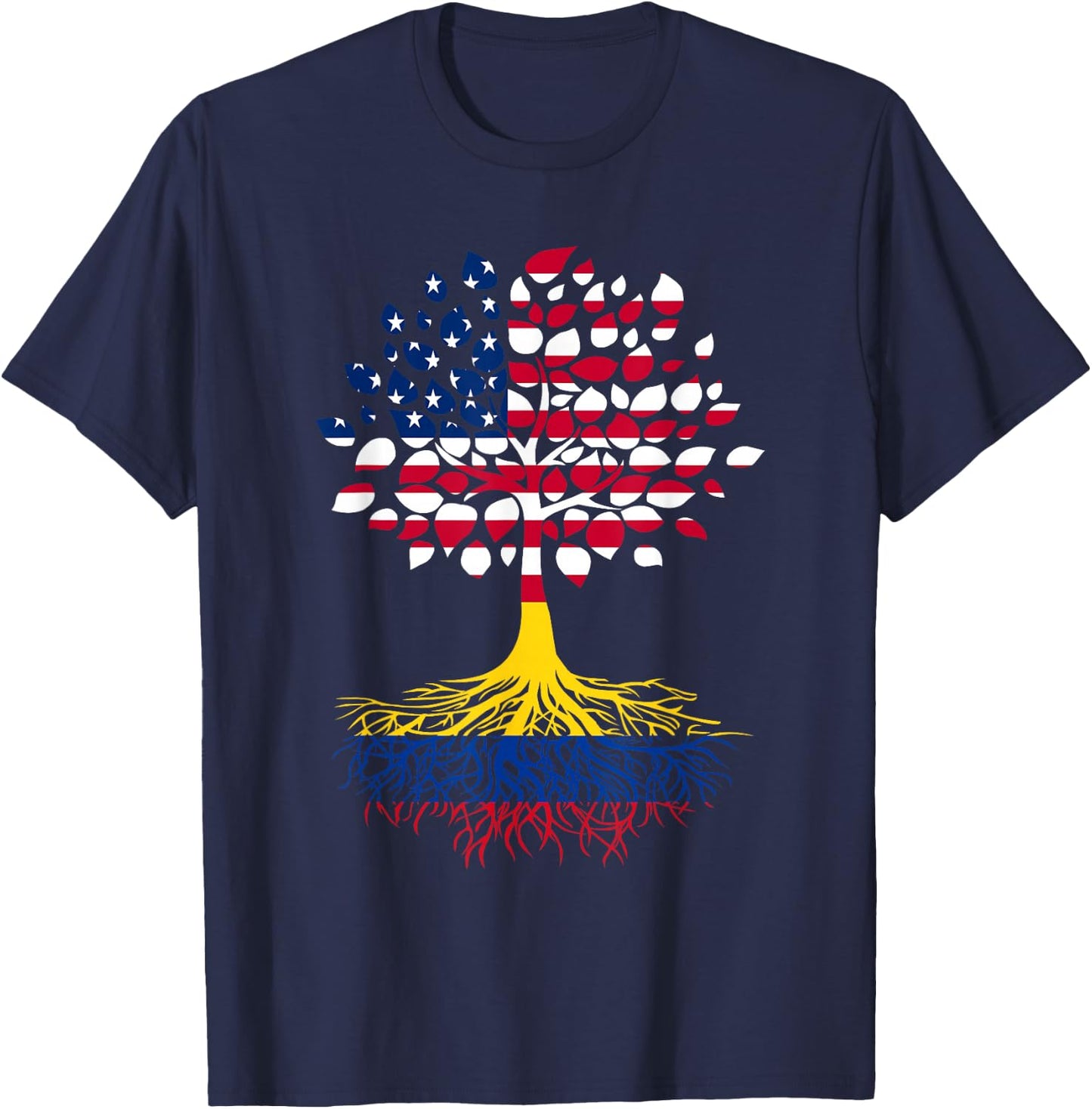 American Flag with Colombian Roots T-Shirt - T-Shirt | Navy