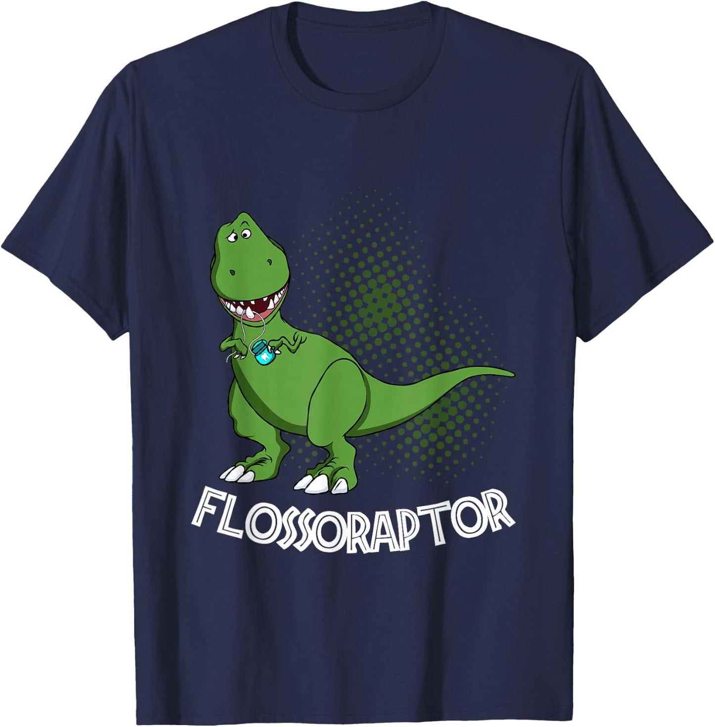 Flossoraptor Funny Dental Hygienist Dinosaur Lover T-Shirt - T-Shirt | Navy