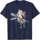 T-Rex Dinosaur Riding Unicorn Rainbow Funny Cat Lover T-Shirt - T-Shirt | Navy