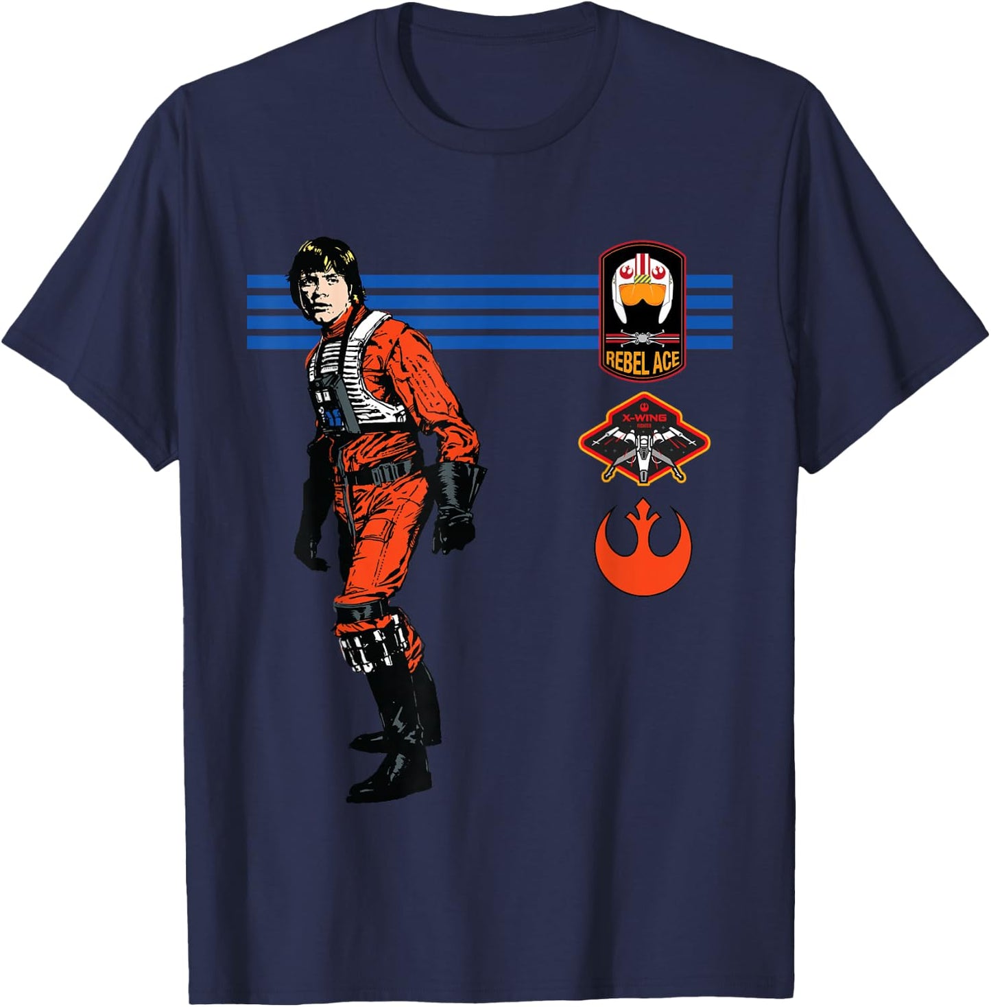 Star Wars Luke Skywalker X-Wing Rebel Pilot Retro T-Shirt - T-Shirt | Navy