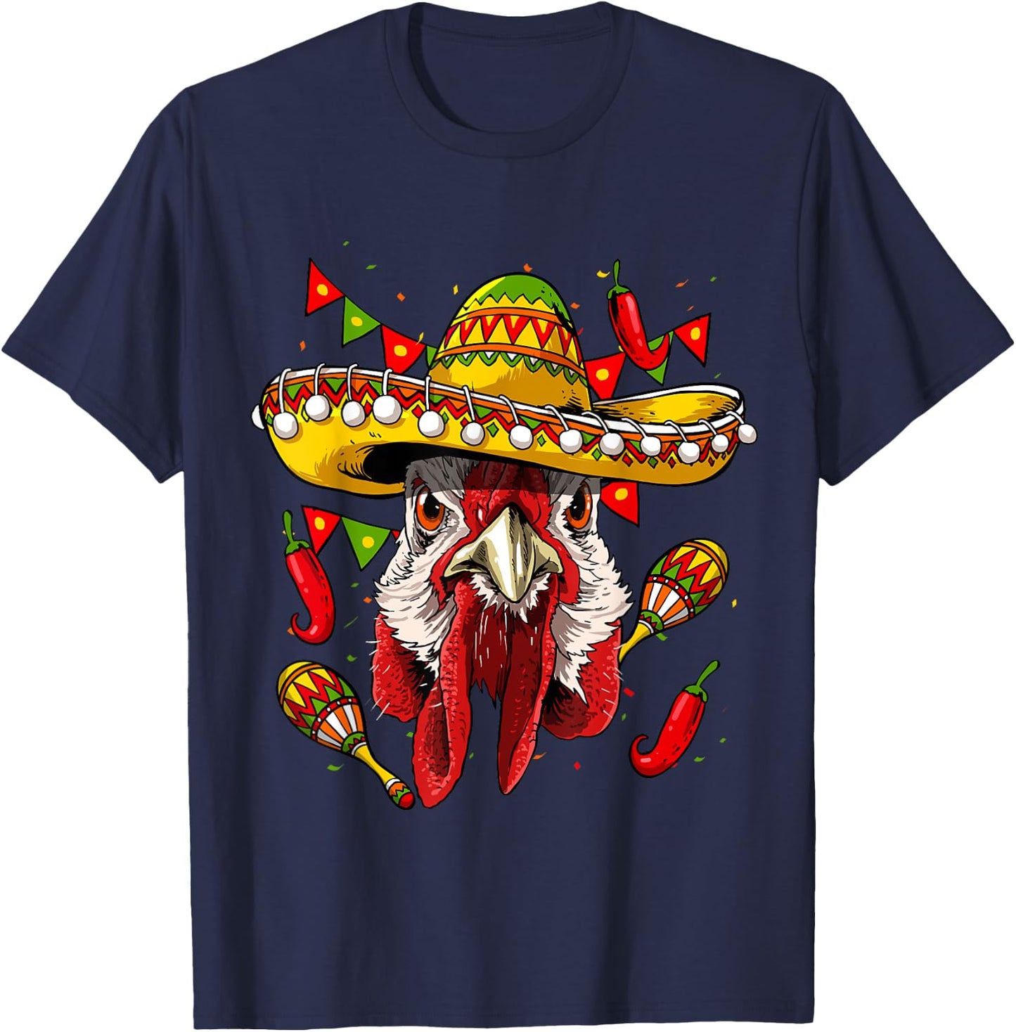 Chicken Cinco De Mayo Shirt Poncho Mexican Chicken Lover T-Shirt - T-Shirt | Navy