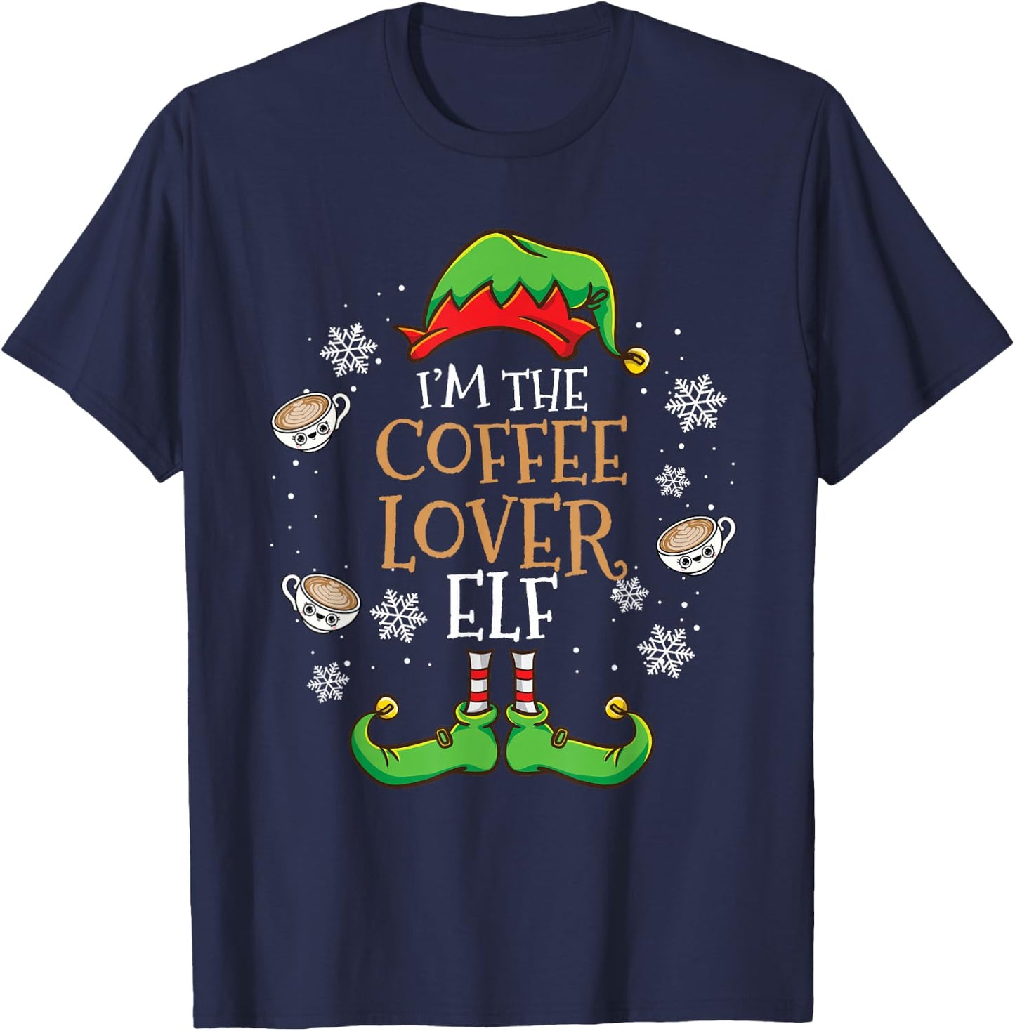 Im The Coffee Lover Elf Christmas T-Shirt - T-Shirt | Navy