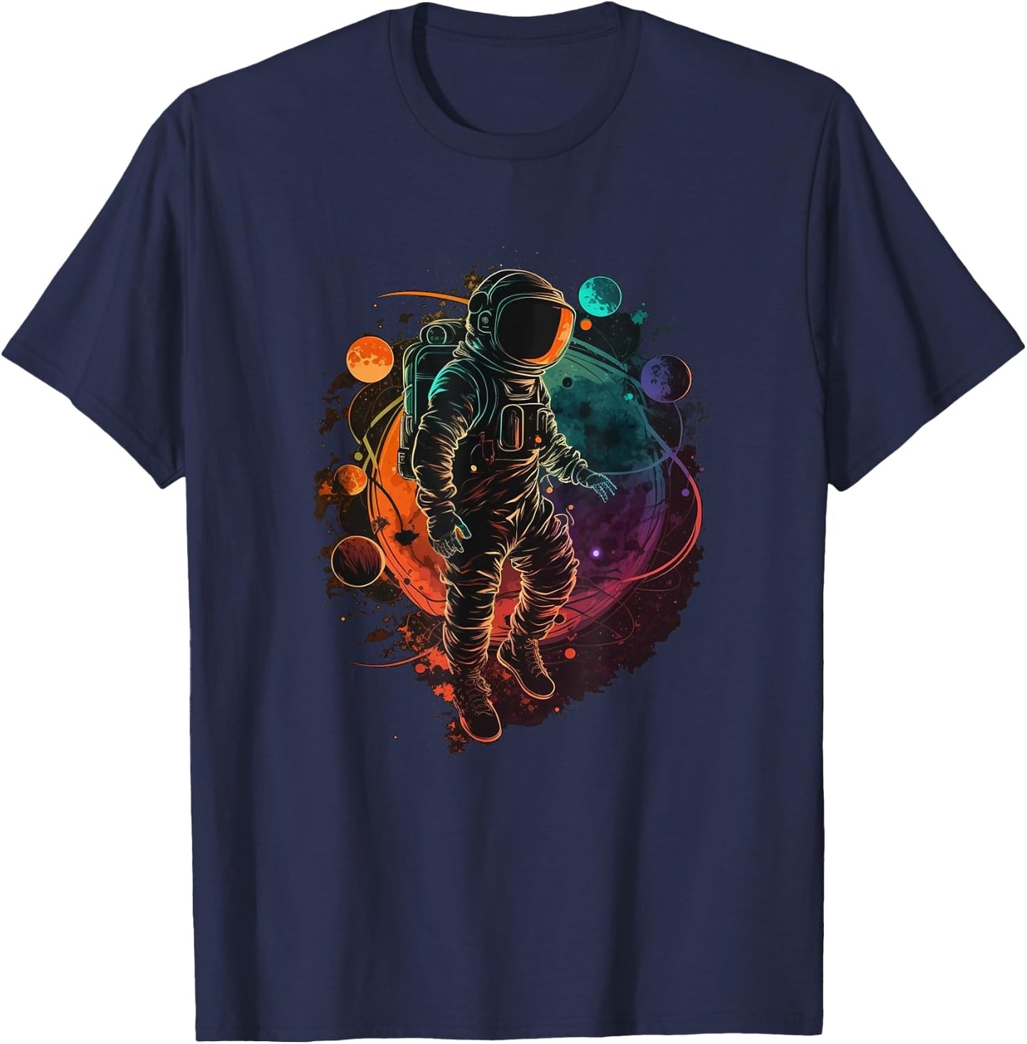 Astronaut Spaceman Universe Planets Galaxy T-Shirt - T-Shirt | Navy