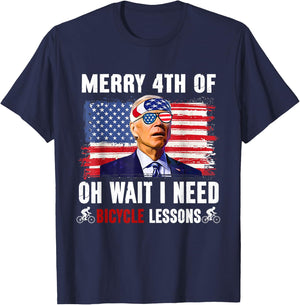 Merry 4th Of July Biden Bike Bicycle Falls Off Funny Men T-Shirt - T-Shirt | Navy