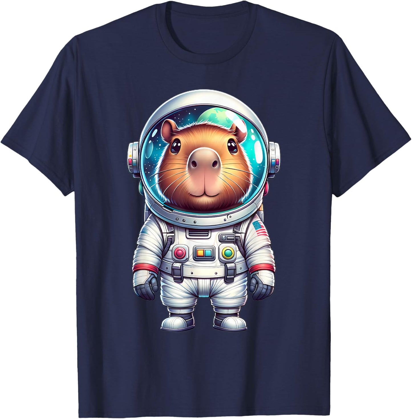 Cute Capybara Astronaut Helmet Space Men Women Kids T-Shirt - T-Shirt | Navy