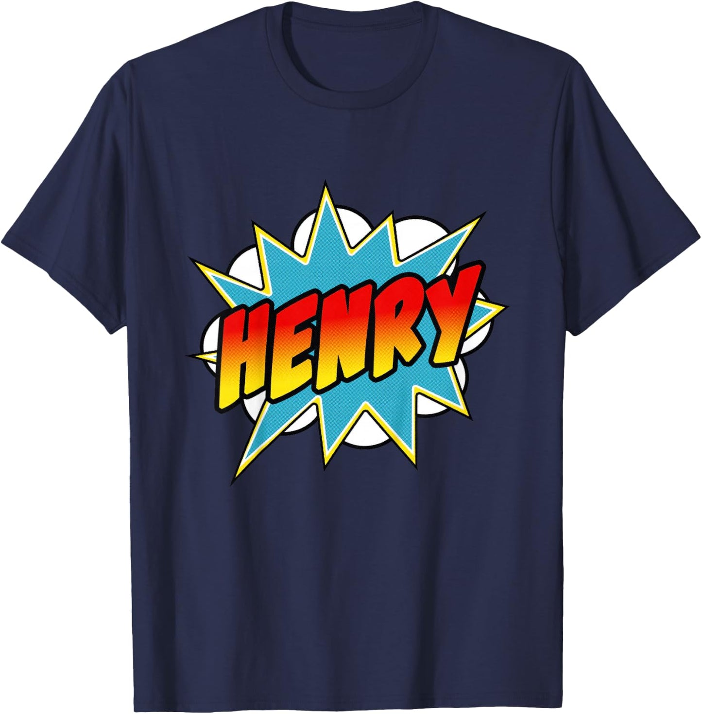 Boys Henry Comic Book Superhero Name T-Shirt - T-Shirt | Navy