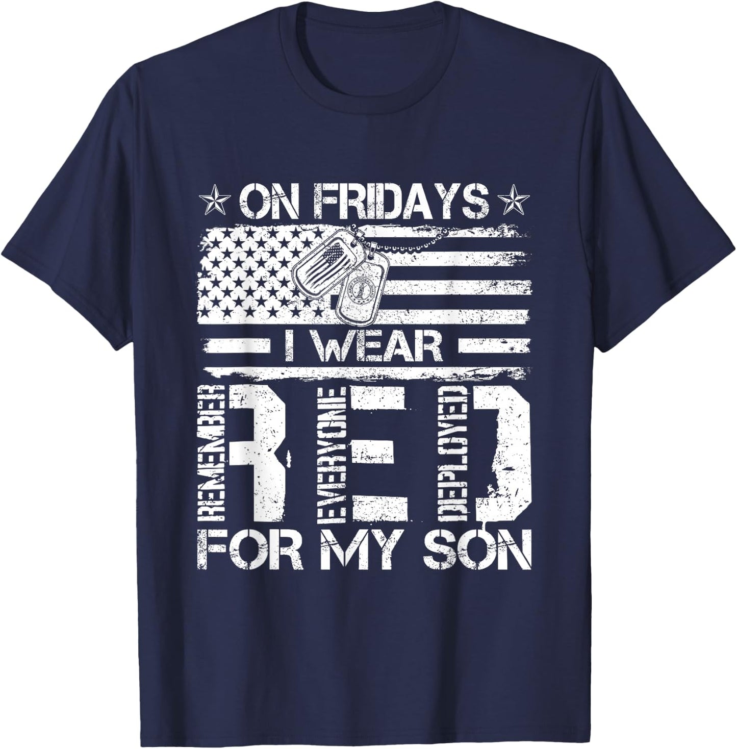 Proud Army National Guard Mom On Fridays I We Wear Red T-Shirt - T-Shirt | Navy