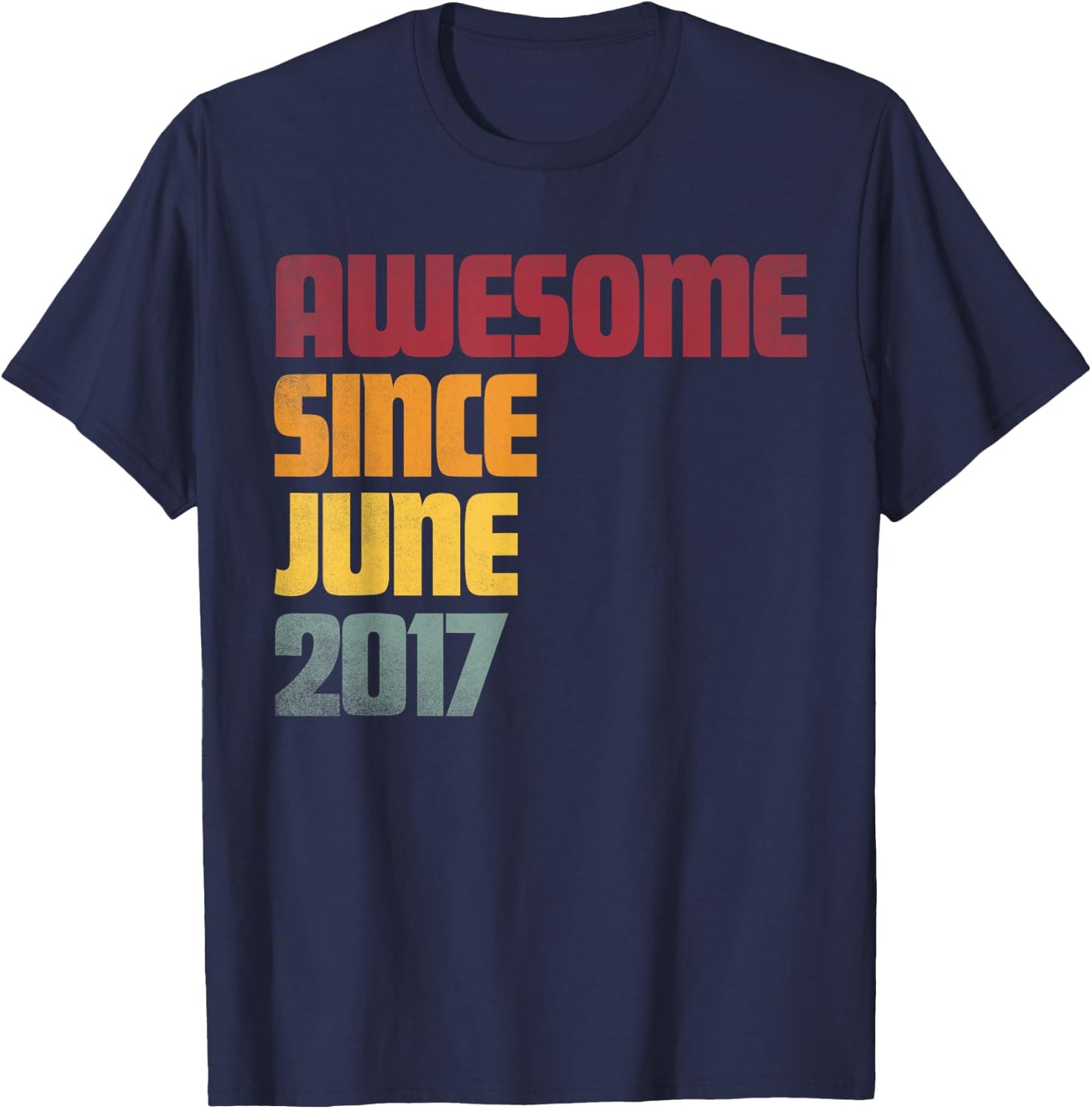 Awesome Since June 2017 9th Birthday - Vintage T-Shirt - T-Shirt | Navy