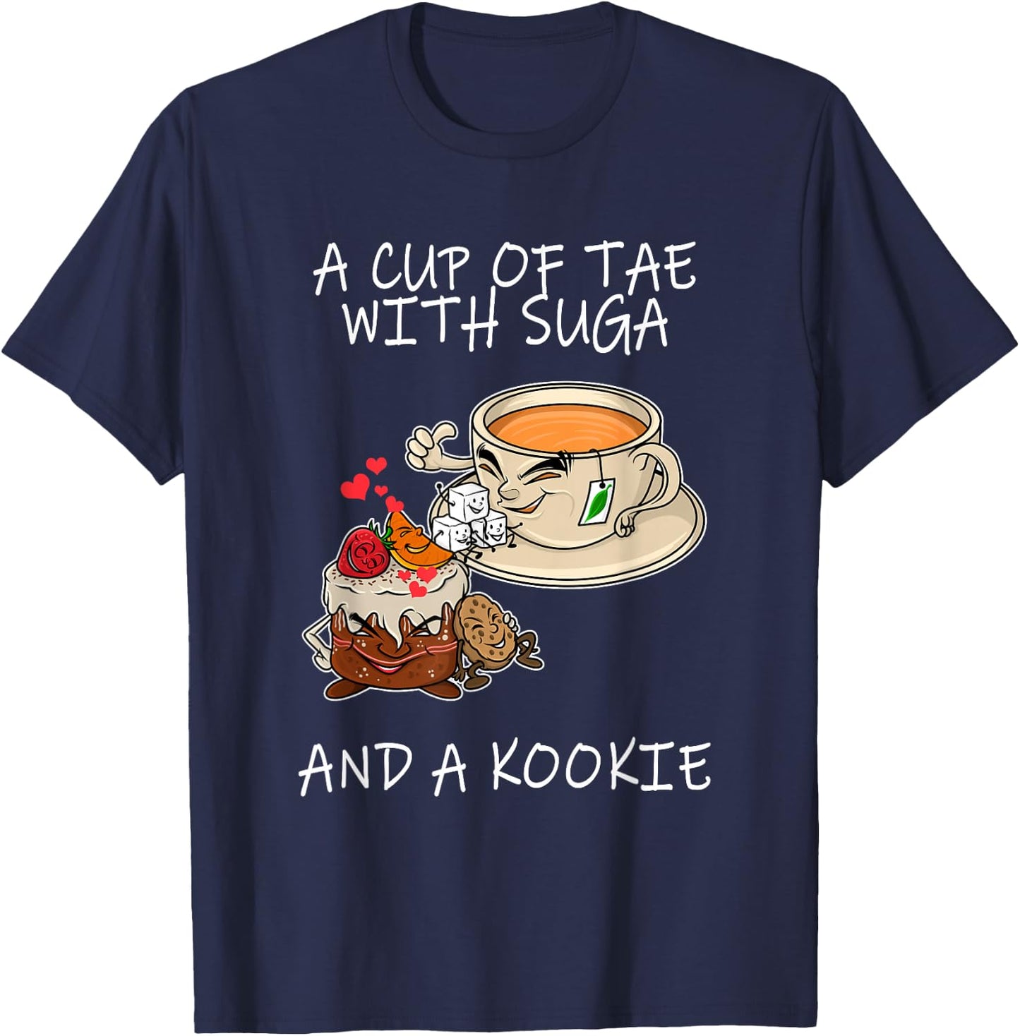 A Cup Of Tae Suga And A Kookie Funny Coffee Lover Foodie T-Shirt - T-Shirt | Navy
