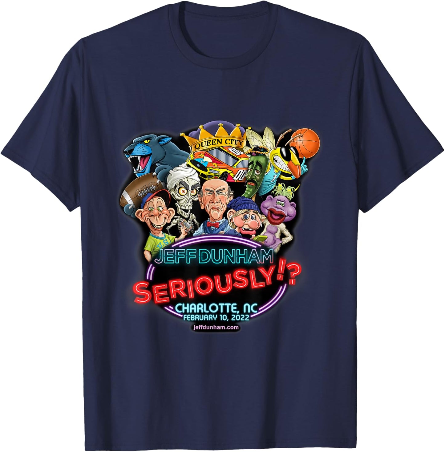 Jeff Dunham Charlotte, NC T-Shirt - T-Shirt | Navy