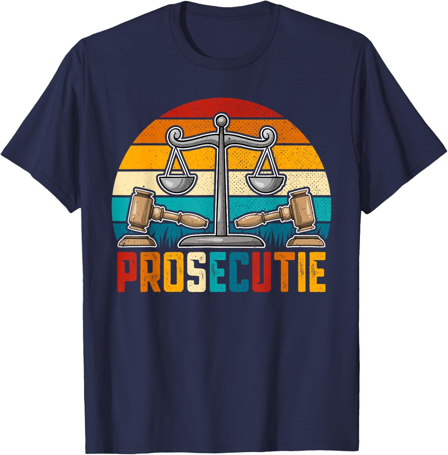 Prosecutie Retro Style Vintage Sunset Prosecutor Lawyer T-Shirt - T-Shirt | Navy