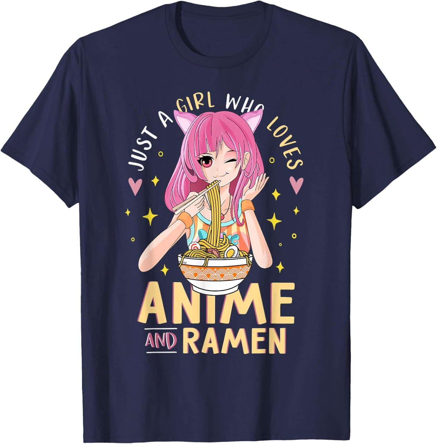Just A Girl Who Loves Anime And Ramen Shirts For Teen Girls T-Shirt - T-Shirt | Navy