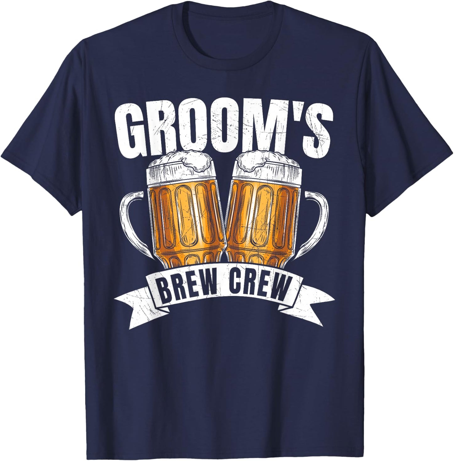Groom's Brew Crew Funny Group Beer Drinking Team T-Shirt - T-Shirt | Navy