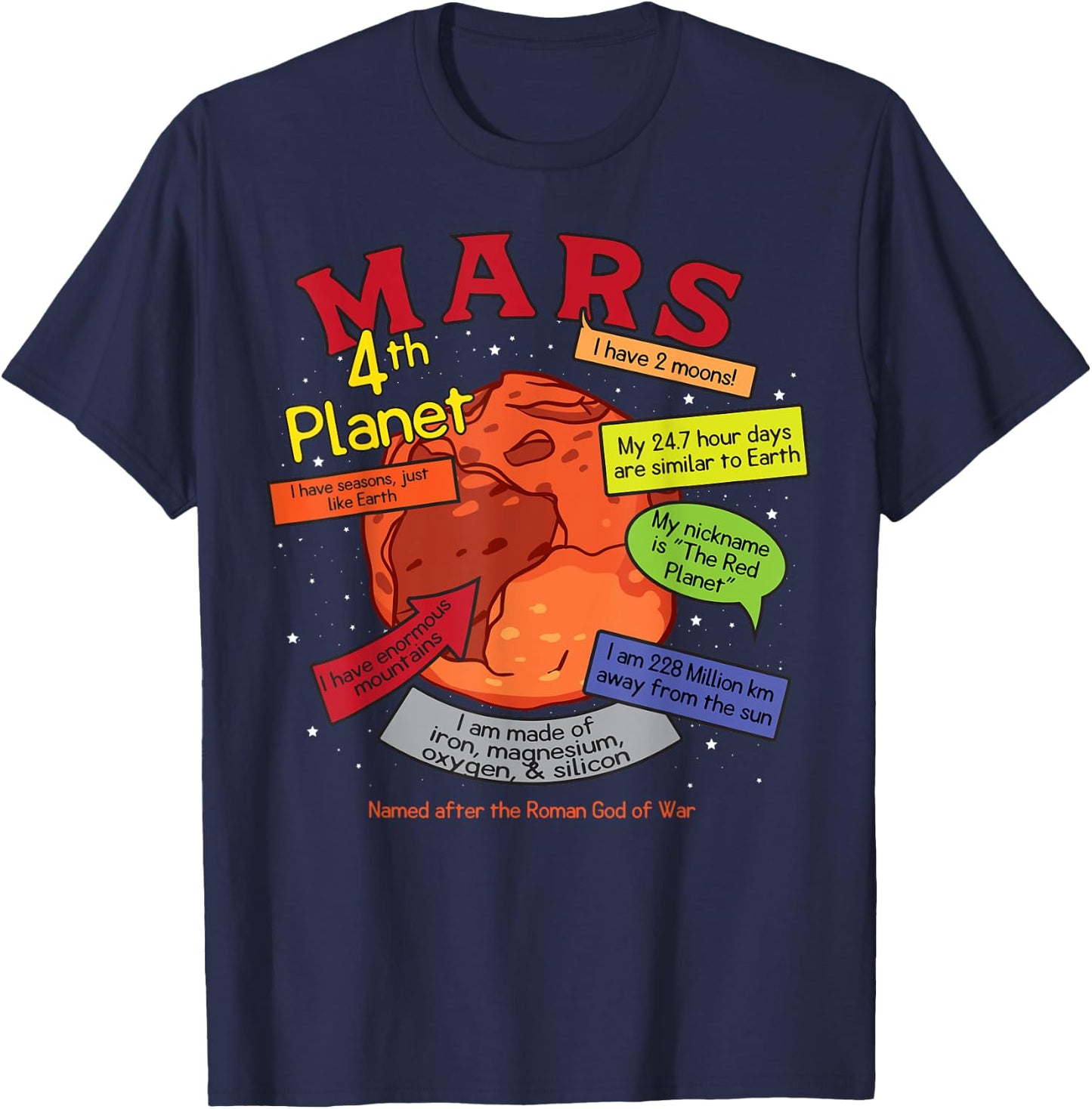 Teaching, learning, about space - Mars, planets, gift T-Shirt - T-Shirt | Navy