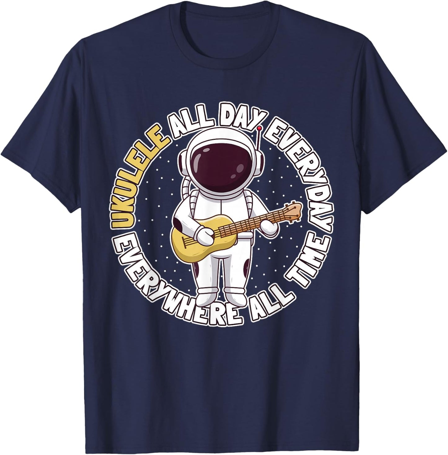 Ukulele Player Astronaut Ukulele T-Shirt - T-Shirt | Navy